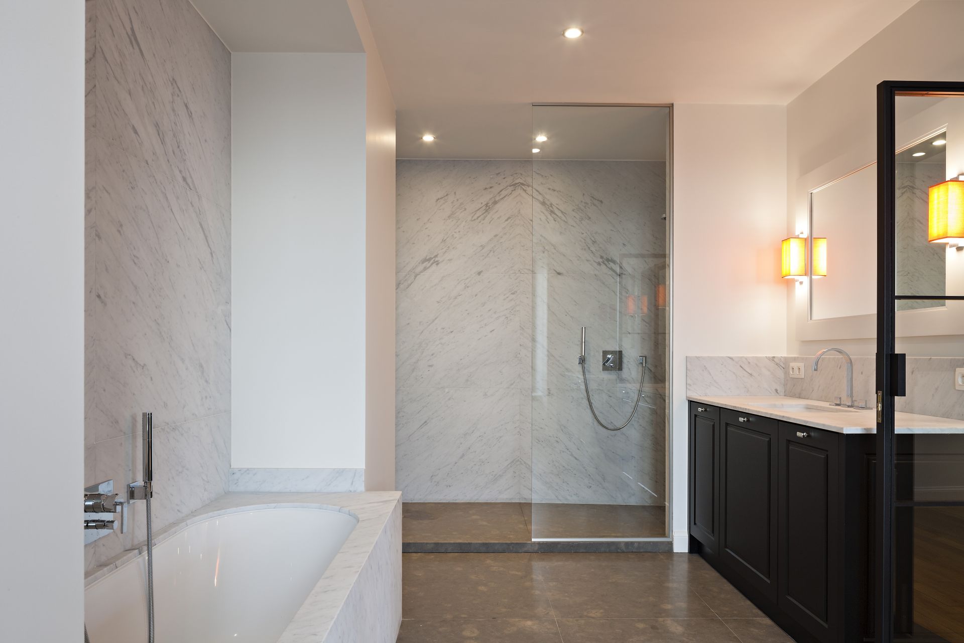 Bathroom with Azul Spring and Blanc de Carrare