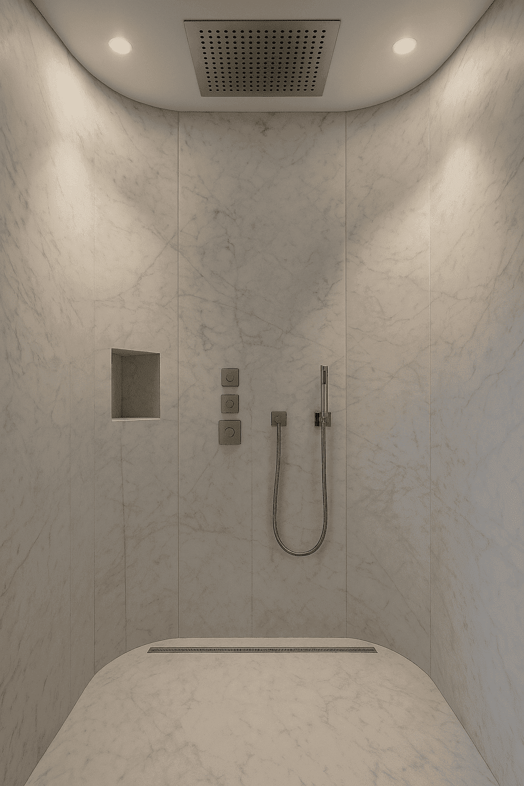 douche en blanc de carrare